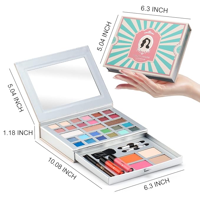 Color Nymph All-in-One Makeup Kit - Perfect for Women, Teens, and Beginners! Unlock Endless Possibilities with 24 Gorgeous Shades of Matte and Shimmer Eyeshadow, Highly Pigmented Lip Glosses, Eyeliner