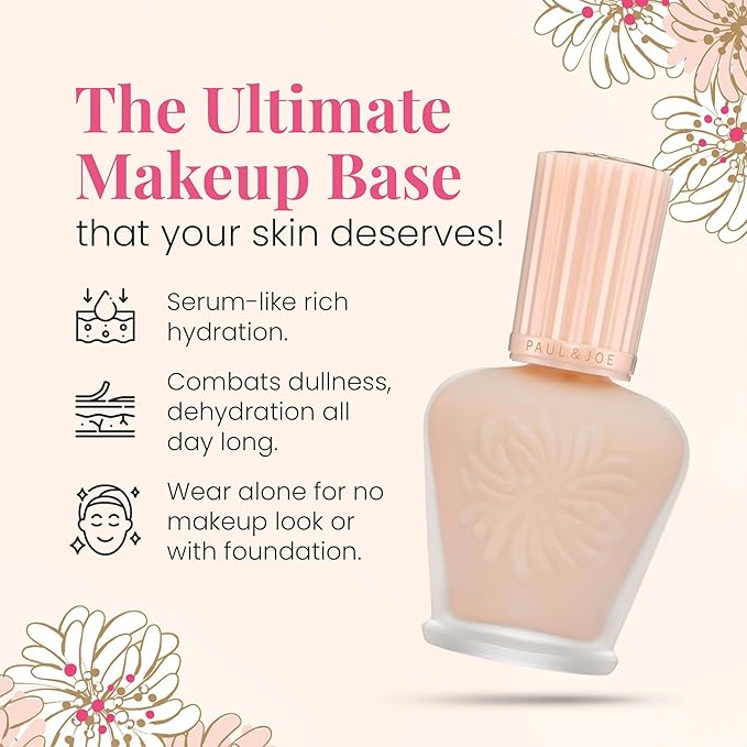 Paul & Joe Moisturizing Foundation Primer, Lightweight Makeup Primer, Sheer and illuminating Foundation Makeup, Face Makeup Base for Fair Complexions & Pink Undertones, Primer S 01 Peach, 1 fl oz