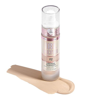 Revolution, IRL Filter Longwear Foundation, Soft & Breathable Formula, Medium to Full Coverage, Matte Finish, F2, 0.7 fl oz