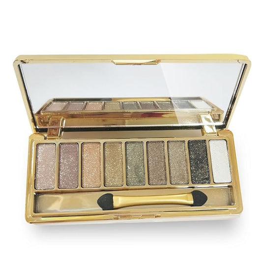 9 Color Shimmer Eyeshadow Eye Shadow Palette & Makeup Brush & Mirror Set-Women Cosmetic Diamond Bright Colorful Makeup Glitter Waterproof Eye Shadow Palette Set Eyeshadow Powder