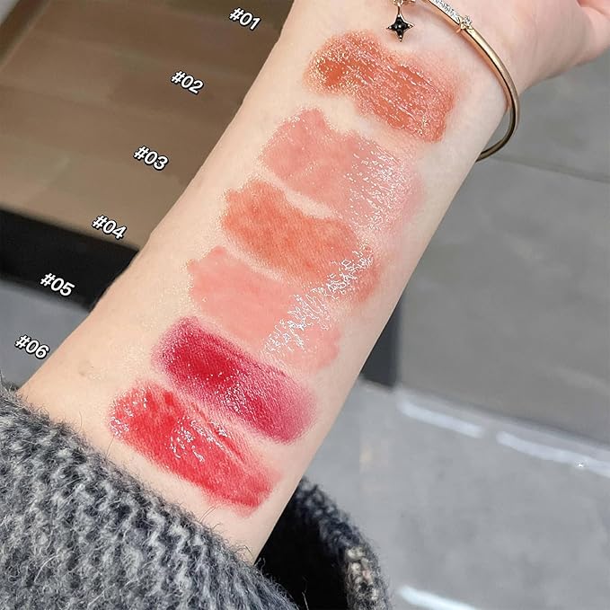KWOLYKIM 2 Colors Jelly Lipsticks, Glass Water Hydrating Heart Shaped Lipsticks Moisturizing Tinted Lip Balm Long Lasting Lip Pen Beauty Makeup Plumping Gloss Lip Glaze for Women Girls