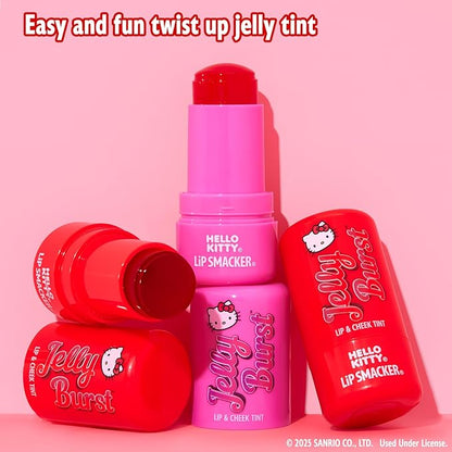 Lip Smacker Hello Kitty So Jelly Lip & Cheek Tint, Moisturizing Sheer & Buildable Color, Fun Bouncy Jelly Texture, Sweet Apple Flavor - Apple