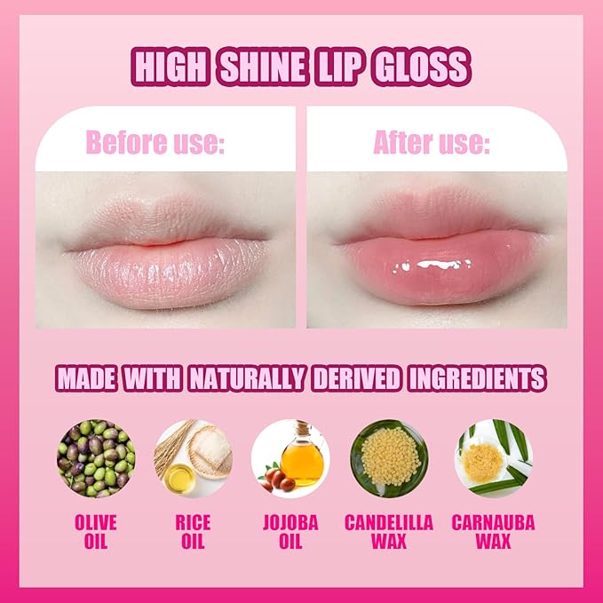 Townley Girl Barbie Lip Gloss with Acrylic Stand for Storage and Display, Plant Based Lip Gloss, Perfect for Parties, Sleepovers, Makeovers, Birthday Gift for Girls, Age 3