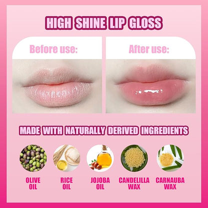 Townley Girl Barbie Lip Gloss with Acrylic Stand for Storage and Display, Plant Based Lip Gloss, Perfect for Parties, Sleepovers, Makeovers, Birthday Gift for Girls, Age 3