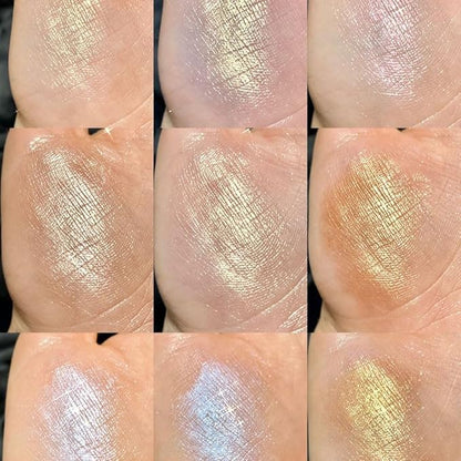 8 Colors Highlighter Makeup Palette, Face Highlighter Powder Palette Long Lasting Glitter Face Makeup Highlighter Powder Iluminadores de Maquillaje for Face Highlighters & Luminizers