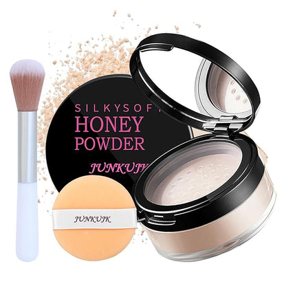 Loose Setting Powder,Lightweight Oil Control Translucent Loose Face Powder with Brush,Waterproof Long Lasting Soft Smooth Matte Face Finishing Powder for Natural Flawless Makeup