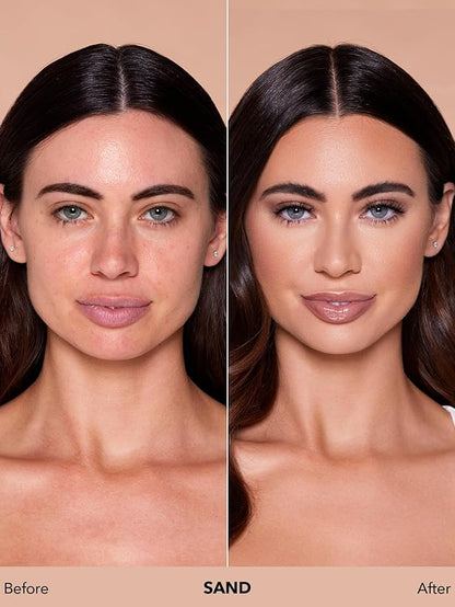 SHEGLAM Skinfinite Hydrating Foundation Flawless Dewy Foundation Hydrating Coverage Invisible Pore Concealer Pore-less Non-Greasy Lightweight Natural Soft Liquid Foundation-Sand