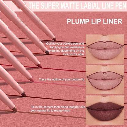 evpct Plum Matte Creamy Retractable Lip Liner Pencils for Shaping & Sculpting Lips, Lip Pencils for Women Long Lasting Waterproof Rich Lip Colors Liner Crayon Lipstick delineador de labios 06