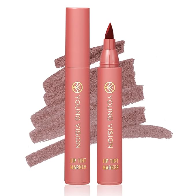 YOUNG VISION Lip Tint Marker, Lightweight Lip Stain, Liquid lipstick with Nude Matte Shades, Lip Liner and Stick 2-in-1, Long Wearing and Waterproof