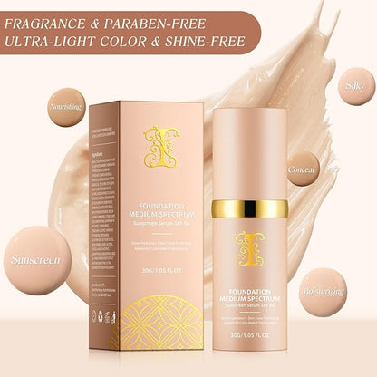 Foundation & Concealer 4 in 1 - Medium Spectrum 1.05 Fl Oz 2PCS with Sun SPF 50, Hydrating Color Changing Foundation