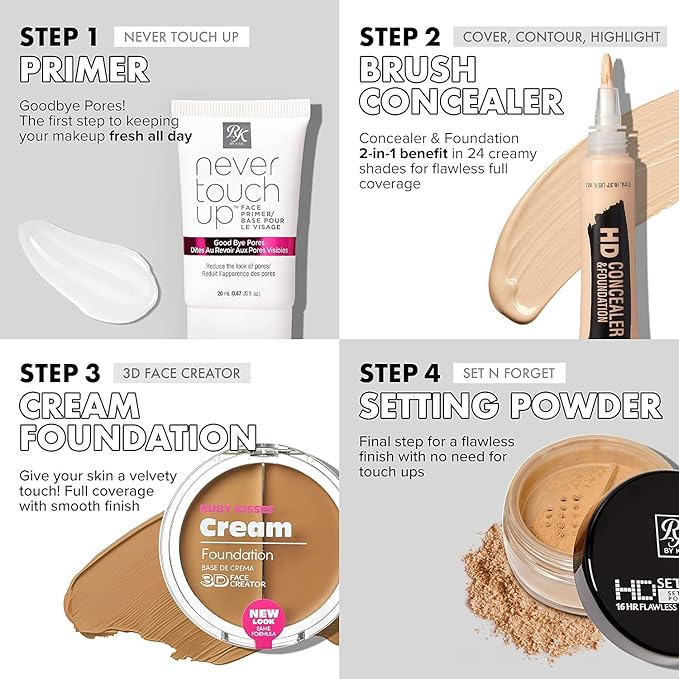 Ruby Kisses Loose Setting Powder 0.4oz, Weightless, Smooths, Mattifying Finish and Shine Control, Pure Silica Mineral Powder (Earth)