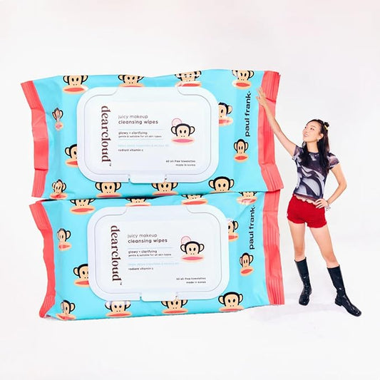 x Paul Frank Juicy Makeup Cleansing Wipes - 60 Count – makeup wipes and makeup remover for face – Oil-Free makeup remover wipes (Radiant Vitamin C)