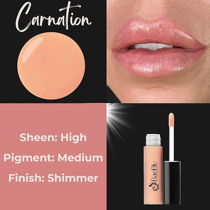 Organic Vegan Lip Gloss, 100% Natural Non-Toxic Moisturizing Ingredients, Carnation