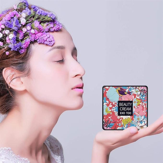 NUIBO Air Cushion CC Cream Mushroom Head, Moisturizing Concealer Makeup Base, Primer Liquid Foundation Long Lasting with Two Mushroom Makeup Sponges 【Natural】