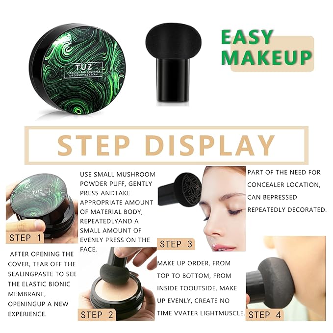 2024 New Mushroom Head Air Cushion CC cream,Air Cushion beauty Waterproof BB Cream Foundation,Face Makeup Base Full Coverage Long Lasting Matte Concealer CC Cream(Natural)