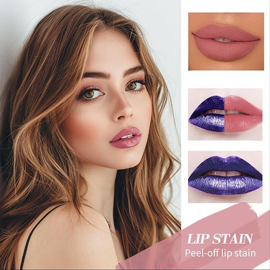 Petansy Peel Off Lip Stain 3 Colors Matte Tattoo Peel Off Lip Liner Set Long-lasting Waterproof Nude Lip Gloss Highly Pigmented Tattoo Lip Tint Stain (red, M)