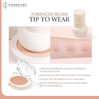 FORENCOS Matte Blush Set (Puff Included), Long Lasting Korean Blush Power, Zero Sebum Shine, Flawless Finish, Easy Blending, Lightweight & No Cakey Residue (PURE CHAI)