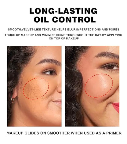 Poreless Face Blurring Primer & Oil Control Setting Powder Longwear 3D Blurring Balm, Waterproof Lightweight Flawless Skin Poreless Primer, Oil-Controlling Face Powder Soft Focus Effect