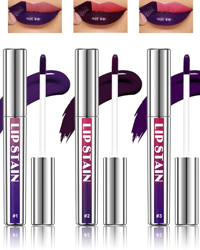 3Pcs Peel Off Lip Stain Tattoo Set, Long Lasting Lip Liner Stain Peel Off Matte Lip Gloss Nude Lipstick, Waterproof Smudge Proof High Pigmented Color Peel Off Lip Stain Tint Women Lip Makeup Gift