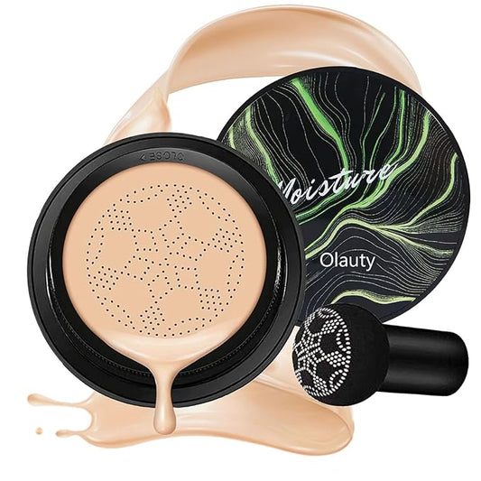 Mushroom Head Air Cushion CC Cream,BB Cream Foundation Makeup Concealer Long-Lasting Moisturizing,Full Coverage Foundation for All Skin Types, Even Color Smooth Radiant Finish Skin (Natural)