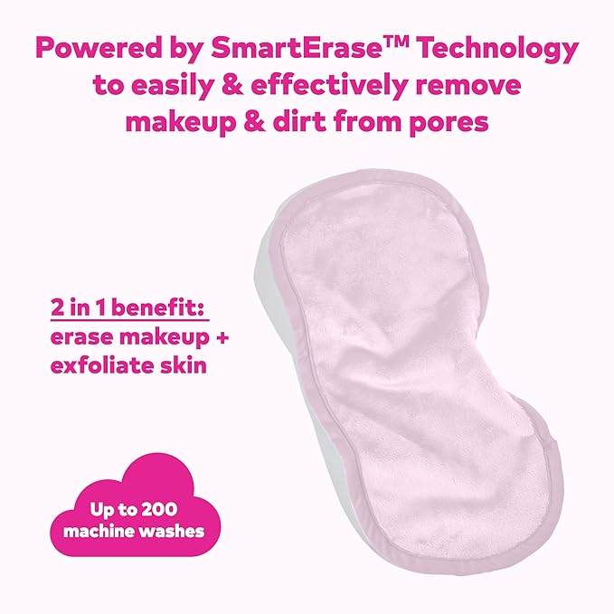 The Original MakeUp Eraser Mini PRO, Erase All Makeup With Just Water, Including Waterproof Mascara, Eyeliner, Foundation, Lipstick, Sunscreen and More! Silver Infused, 1ct.