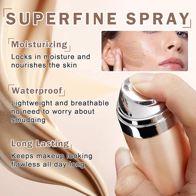 CAHIUYOA Magic Minerals Airbrush Foundation Spray Makeup Silky Full Coverage Airbrush Flawless Foundation for Mature Skin,Natural Matte Finish Moisturizing Makeup Primer - 02 Beige