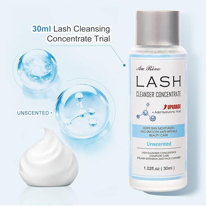 Lash Shampoo Concentrate 30ml Lash Cleanser Concentrate Add Hyaluronic Acid Oil-Free Lash Extension Shampoo Perfect for Salon，Unscented