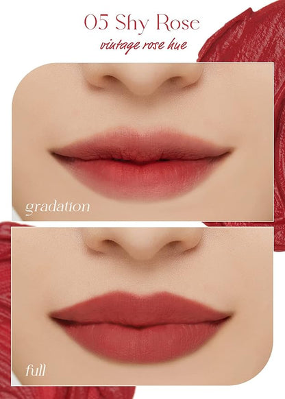 I'M MEME Lip Stain - Color Key Ring Velvet Tint - Gift, Highly-pigmented, Long Lasting, Travel-Friendly, Velvet Finish, 05 Shy Rose, 2.8 g