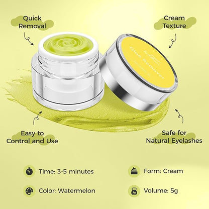 Eyelash Extension Remover Cream, Professional Lash Remover for Lash Extensions, Low Irritation, Fast Dissolution, Lash Extension Remover Cream for Salon Use, 5g (Lemon)
