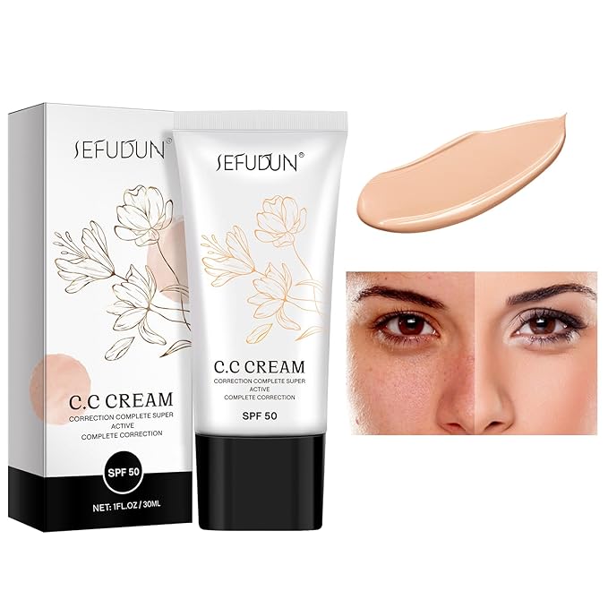 CC Cream 2 Pack, Self Adjusting for Mature Skin, Super Active Foundation With SPF 50 for Face and Body Color Correcting