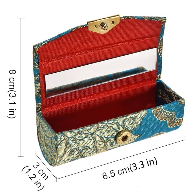 Comicfs Lipstick Case 3pcs /Set Lipstick Case with Mirror, satin Silky Fabric with Gorgeous Design, Random Assorted Colors, Jewelry Box