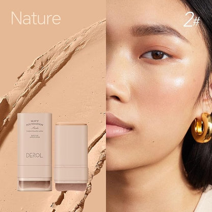 Foundation Stick, Built-in Foundation Brush, Contour Stick Makeup, Long-Lasting Waterproof Natural Velvet Matte