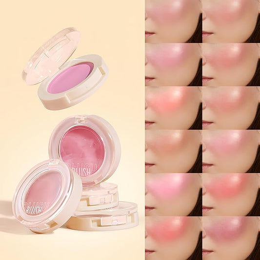 Shiny Blush 12 Color Cream High-Pigmented Buildable Face Blush Long-Lasting Natural Look Face Blush for Cheeks (Color 08)