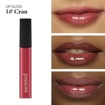 Mented Cosmetics Lip Gloss for Women Tinted Lip Balm Stain, Long Lasting Buildable Moisturizing Lipgloss Lipstick Topper, Made in USA, Cruelty Free Vegan Makeup, #1 Cran