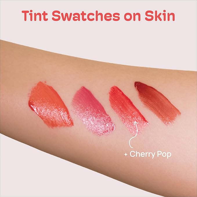 MIXIK Juicy Lip Tint, Hydrating Water-Based Lip Stain and Gloss that feels light and fresh for Dewy and Radiant lips, Formulated with Blue Agave Extract for long lasting Moisturizing (Cherry Pop)