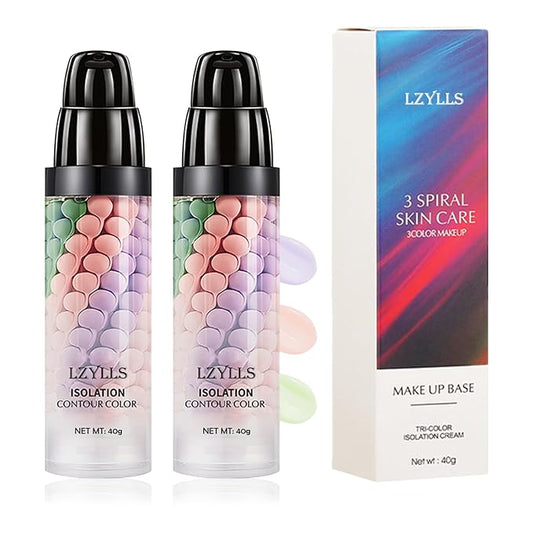2 Pcs One Step Color Corrector,Color Correcting Facial Serum,Invisible Pore Face Makeup Primer,Oil Control Isolation Cream,Moisturizing Concealer Foundation for Women