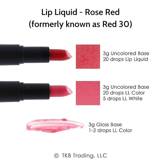 TKB Lip Liquid Color | Liquid Lip Color for TKB Gloss Base, DIY Lip Gloss, Pigmented Lip Gloss and Lipstick Colorant, Made in USA (1floz (30ml), Rose Red)