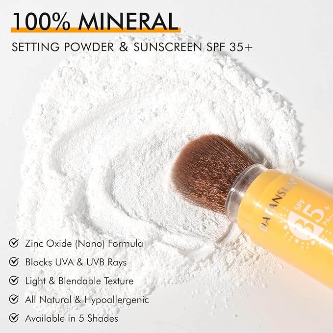 Mineral Powder Sunscreen Setting Makeup - SPF 35 Brush On Sunscreen for Face & Scalp & Hair, Natural Matte Loose Finishing Powder, Oil Control Lightweight Breathable (#01 White)