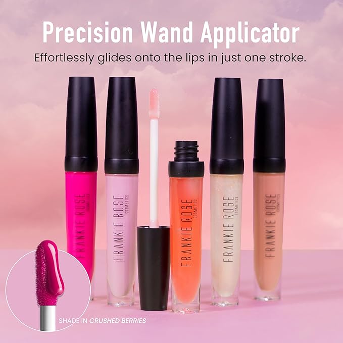 Frankie Rose Cosmetics Lip Gloss | Non-Sticky Formula, Long Lasting Lip Gloss, Bold Pigment & Hydrating Lip Gloss, Pearl Sugar Glossy Lip Gloss, 20g