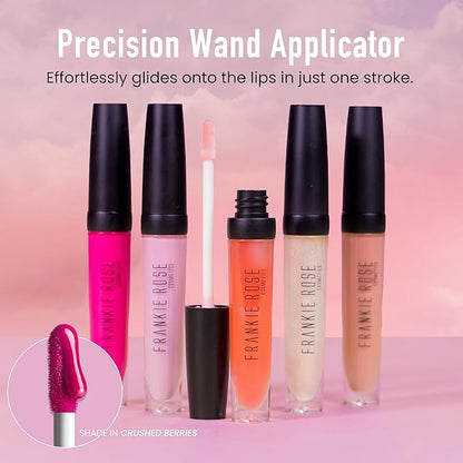 Frankie Rose Cosmetics Lip Gloss | Non-Sticky Formula, Long Lasting Lip Gloss, Bold Pigment & Hydrating Lip Gloss, Pressed Flower Glossy Lip Gloss, 20g