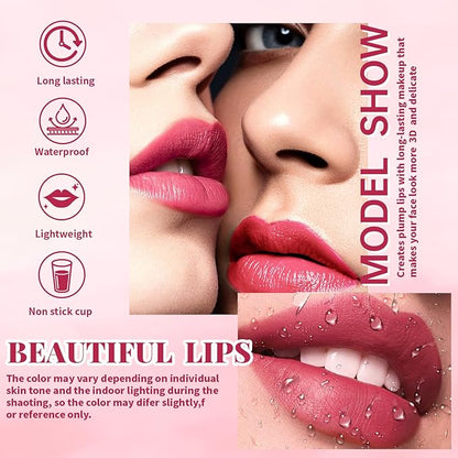 3 Colors Peel Off Lip Liner Stain, High Pigmented Long Wear Waterproof Magic Lip Stain Tattoo, Natural Matte Finish Lip Tint Pink Lip Gloss Set for Women, Non-Sticky Liquid Lipstick Lip Makeup