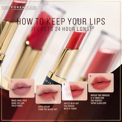 FORENCOS Long Lasting Waterproof Lip Stain Liquid Lipstick, Velvet Matte, Longwear, High Pigmentation, Tattoo Lips, Weightless, Smudge-proof, Non-Sticky, Korean Lip Tint Stain Makeup (11 Nouveau)