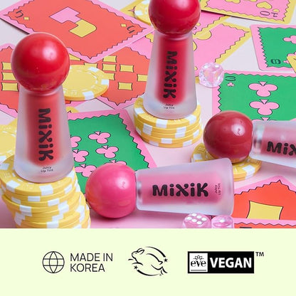 MIXIK Juicy Lip Tint, Hydrating Water-Based Lip Stain and Gloss that feels light and fresh for Dewy and Radiant lips, Formulated with Blue Agave Extract for long lasting Moisturizing (Vivid Coral)