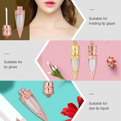 FRCOLOR 10pcs Empty Lip Gloss Tube DIY Lipstick Container Lip Gloss Container Rhinestone Lip Balm Bottle Plastic