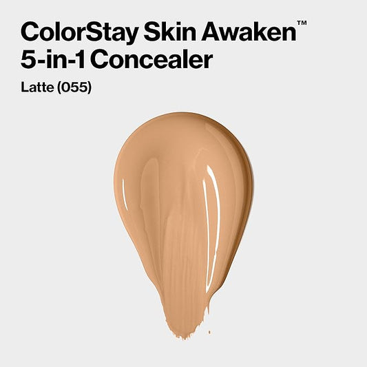 Revlon ColorStay Skin Awaken 5-in-1 Concealer, Lightweight, Creamy Longlasting Face Makeup with Caffeine & Vitamin C, For Imperfections, Dark Circles & Redness, 055 Coffee, 0.27 Fl Oz