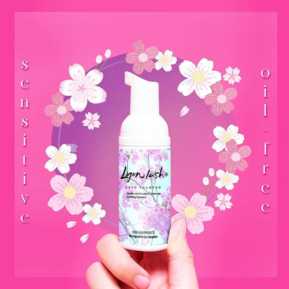 Lyon Lash Eyelash Extension Cleanser 150ml with Cleansing Brush, Foam Shampoo/Lash Bath, Gentle Formula for Sensitive people, To Remove Eye Makeup Oil & Dust & Mascara, For Professional and Home Use