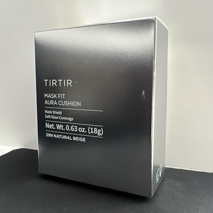 TIRTIR Mask Fit Aura Silver Cushion Foundation | Semi-glow Finish, Natural Coverage, Moisturizing, Lightweight, Korean cushion foundation (#29N Natural Beige, Full Size, 0.63 Fl Oz)