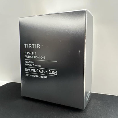 TIRTIR Mask Fit Aura Silver Cushion Foundation | Semi-glow Finish, Natural Coverage, Moisturizing, Lightweight, Korean cushion foundation (#29N Natural Beige, Full Size, 0.63 Fl Oz)