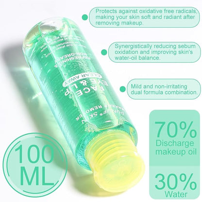 Oil-Free Dual Phase Makeup Remover – Gentle on Sensitive Eyes, Removes Waterproof Makeup | Moisturizing 3-in-1 Formula (100ml YELLOW)