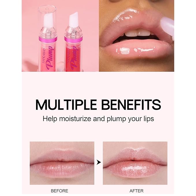 3 Colors Lip Plumping Booster, Spicy Lip Plumper Gloss Lip Plumping Oil, Ultra-Hydrating Nourishing Plump and Pout Lip Plumper, Glossy Finish Fuller Natural Lip Makeup Mother's Day Gift-03#04#05#